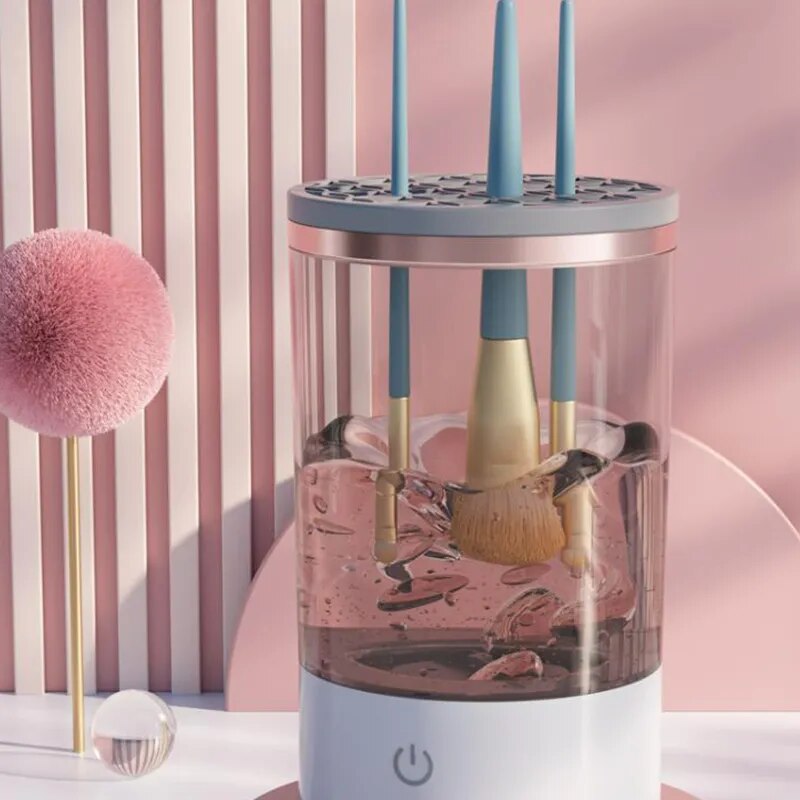 Automatic makeup brush cleaner