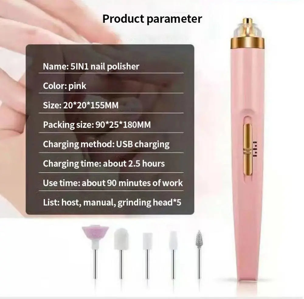 5 in 1 Portable Electric Nail Polisher Remover