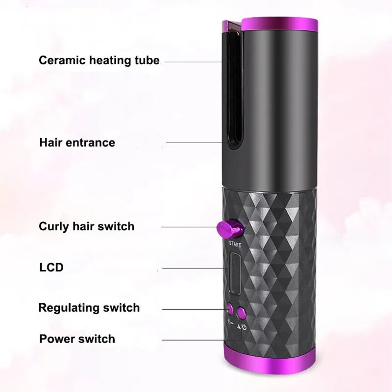 Rechargeable Automatic Hair Curler with LCD Display