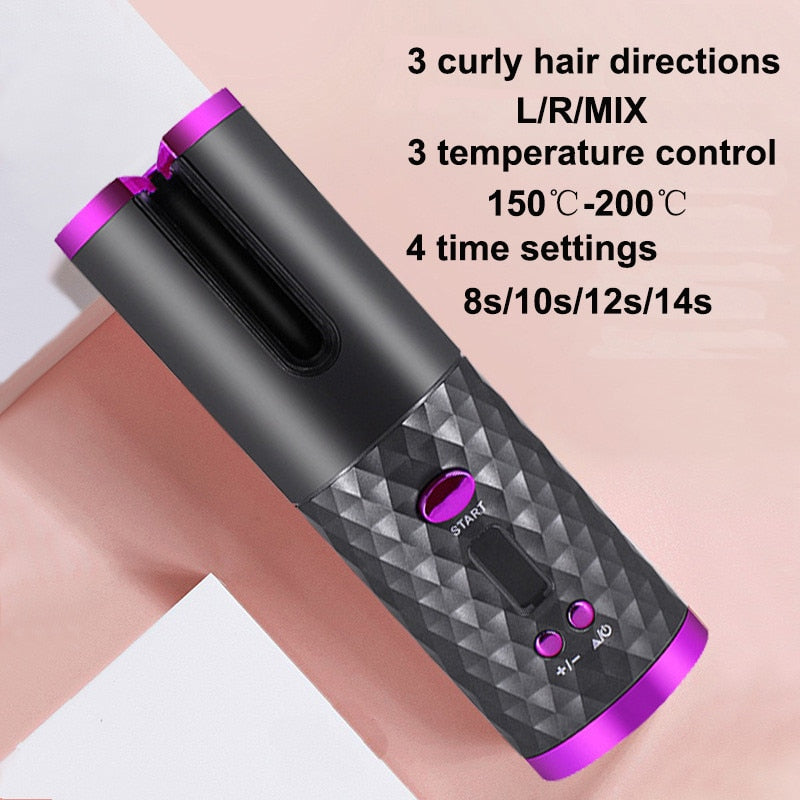 Rechargeable Automatic Hair Curler with LCD Display