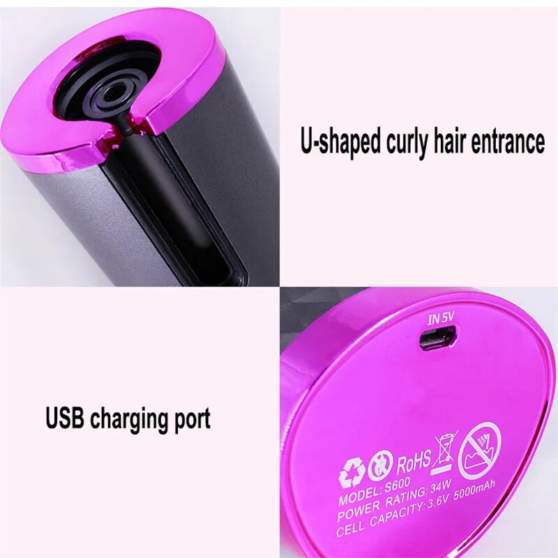 Rechargeable Automatic Hair Curler with LCD Display