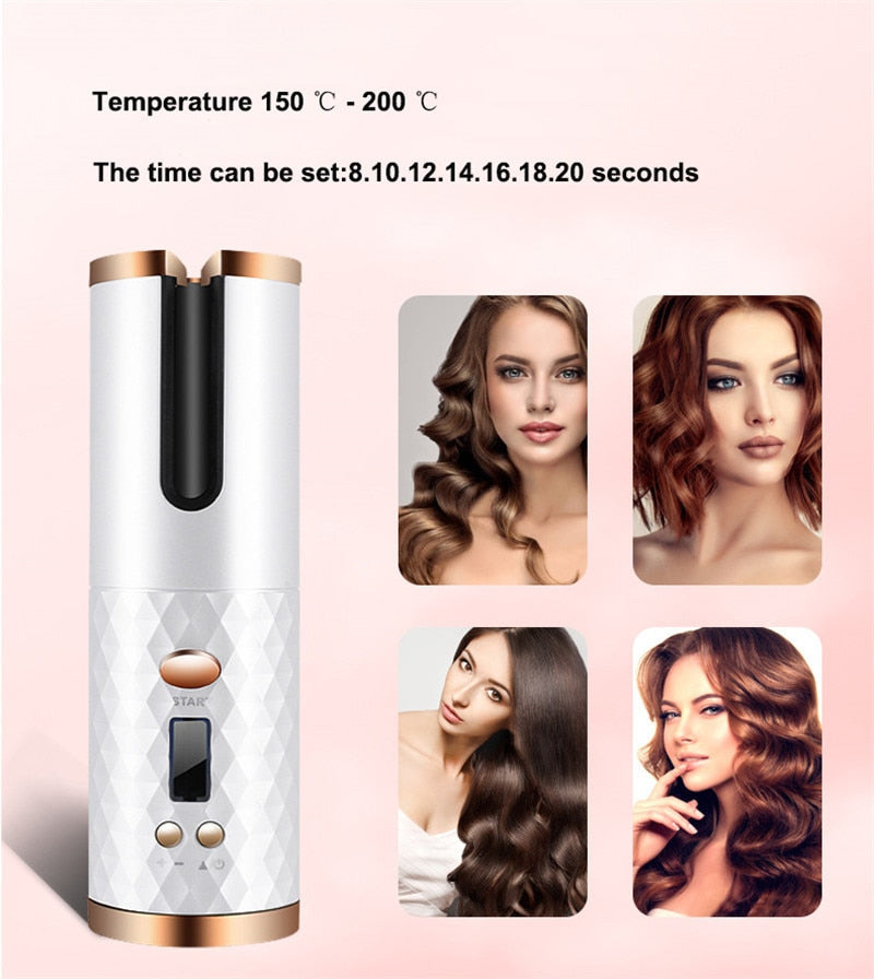 Rechargeable Automatic Hair Curler with LCD Display