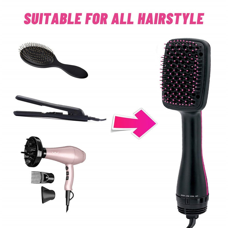 2-in-1 Hair Dryer Brush & Straightener